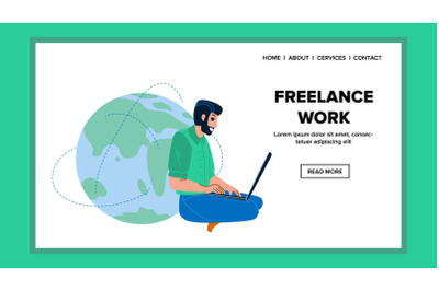 Freelance Work At Laptop In Internet Online Vector