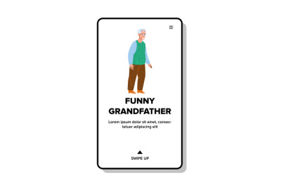 Funny Grandfather Enjoying In Park Outdoor Vector