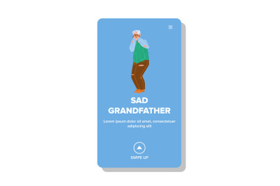 Sad Grandfather Feeling Alone And Crying Vector