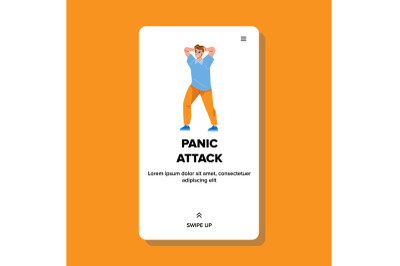 Man Panic Attack In Public Place Outdoor Vector