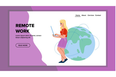 Remote Work Working Young Woman Manager Vector