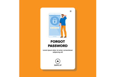 Man Forgot Password For Unlock Smartphone Vector