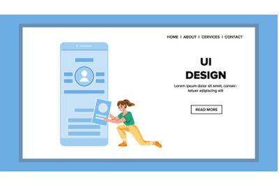 Ui Design App Occupation Woman Designer Vector