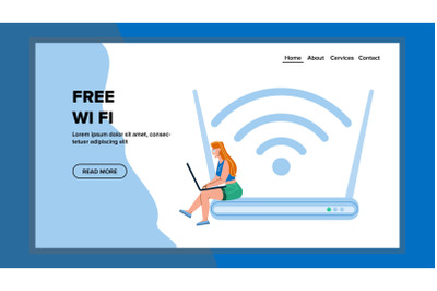 Free Wifi Use Woman For Surfing In Internet Vector