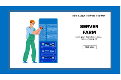 Server Farm Fix Maintenance Service Worker Vector