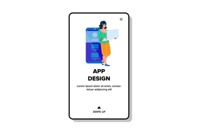 App Design Creating Young Woman Designer Vector