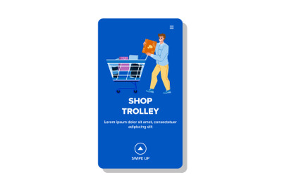 Shop Trolley Carrying Purchases In Market Vector