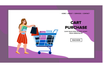 Woman Customer Putting In Cart Purchase Vector