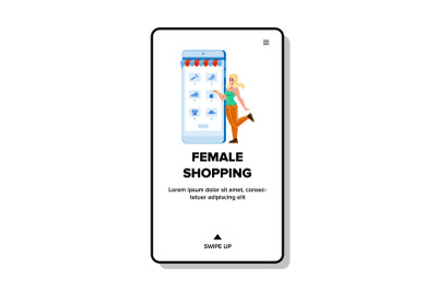 Female Shopping In Phone Store Application Vector