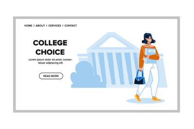 College Choice Making Young Girl Student Vector