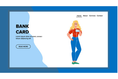 Bank Card Holding Young Woman Customer Vector