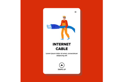 Internet Cable Installation Provider Worker Vector