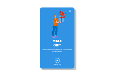 Male Gift Packaging Getting Man On Birthday Vector