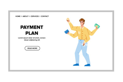 Payment Plan Developing Man Accountant Vector