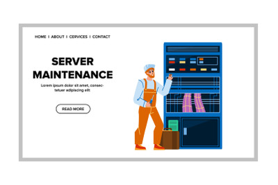 Server Maintenance Making Technician Worker Vector