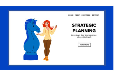 Strategic Planning Young Businesswoman Vector