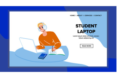 Student Laptop Using For Remote Education Vector