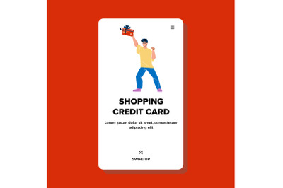 Shopping Credit Card Holding Man Shopper Vector