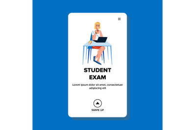 Student Exam Remote Passing Girl Teenager Vector
