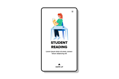 Student Reading Book In College Classroom Vector