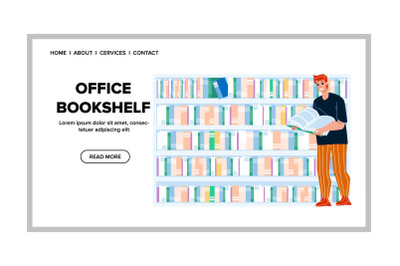 Office Bookshelf With Business Literature Vector