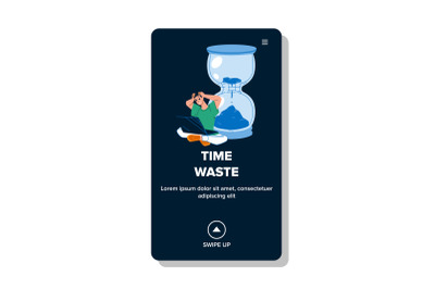 Time Waste Boy On Computer In Internet Vector