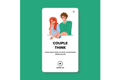 Boy And Girl Couple Think For Solve Problem Vector