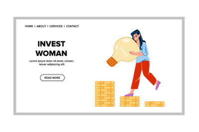 Woman Invest Money Coin For Passive Income Vector