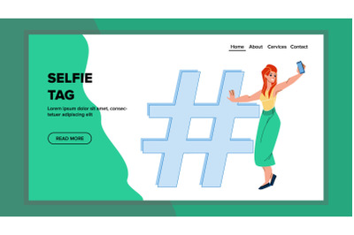 Selfie Tag For Share Photo In Social Media Vector