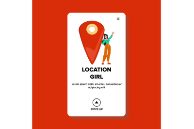 Gps Location Girl Share In Internet Online Vector