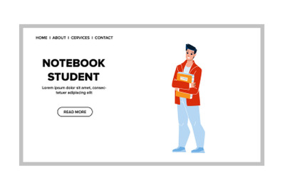 Notebook Student Holding In University Vector