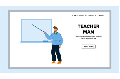 Teacher Man Teaching Educational Lesson Vector