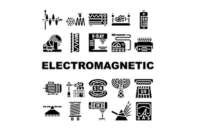 Electromagnetic Science Physics Icons Set Vector