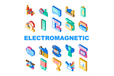 Electromagnetic Science Physics Icons Set Vector