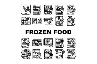 Frozen Food Storage Packaging Icons Set Vector