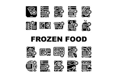 Frozen Food Storage Packaging Icons Set Vector