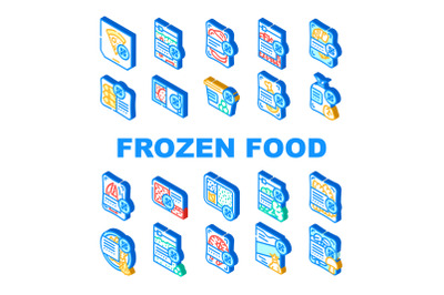 Frozen Food Storage Packaging Icons Set Vector