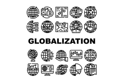 Globalization Worldwide Business Icons Set Vector