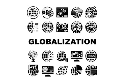 Globalization Worldwide Business Icons Set Vector