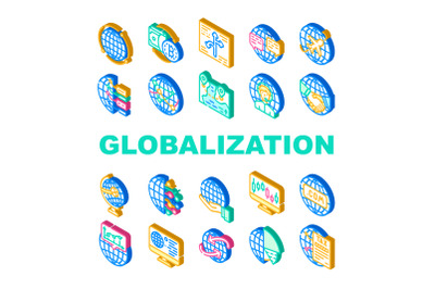 Globalization Worldwide Business Icons Set Vector