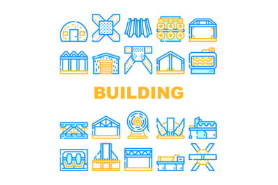 Self-framing Metallic Building Icons Set Vector