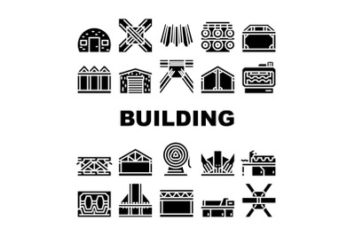 Self-framing Metallic Building Icons Set Vector