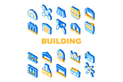 Self-framing Metallic Building Icons Set Vector