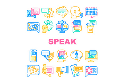 Speak Conversation And Discussion Icons Set Vector