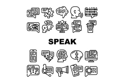 Speak Conversation And Discussion Icons Set Vector