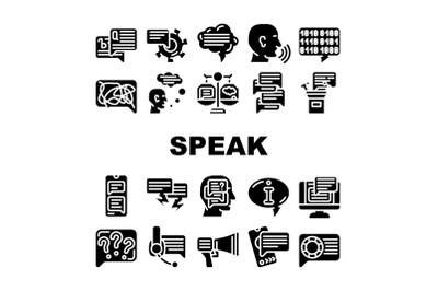 Speak Conversation And Discussion Icons Set Vector