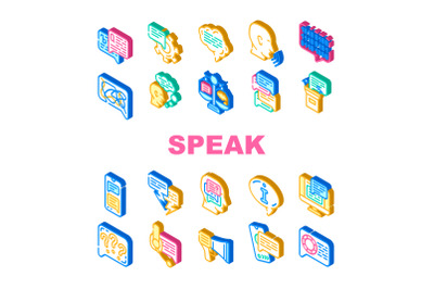 Speak Conversation And Discussion Icons Set Vector