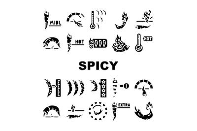 Spicy Pepper Different Scale Icons Set Vector