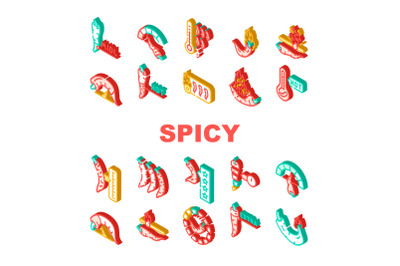 Spicy Pepper Different Scale Icons Set Vector