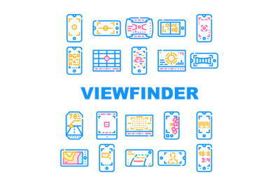 Viewfinder Smartphone Function Icons Set Vector